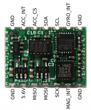 Aspirin IMU with documented IO connections.